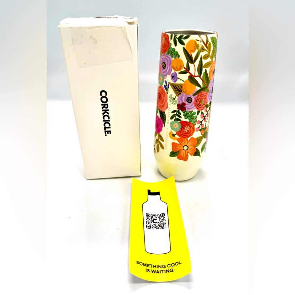 NEW Corkcicle - 7oz Stemless Flute - Rifle Paper Co. Floral Garden Party